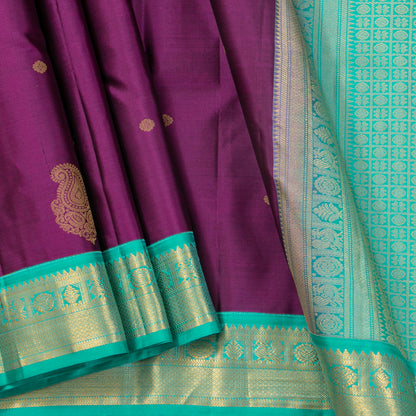 Palantinate Purple And Sea Foam Green Kanchipuram Silk Sare For Wedding Wear PV MEN 215