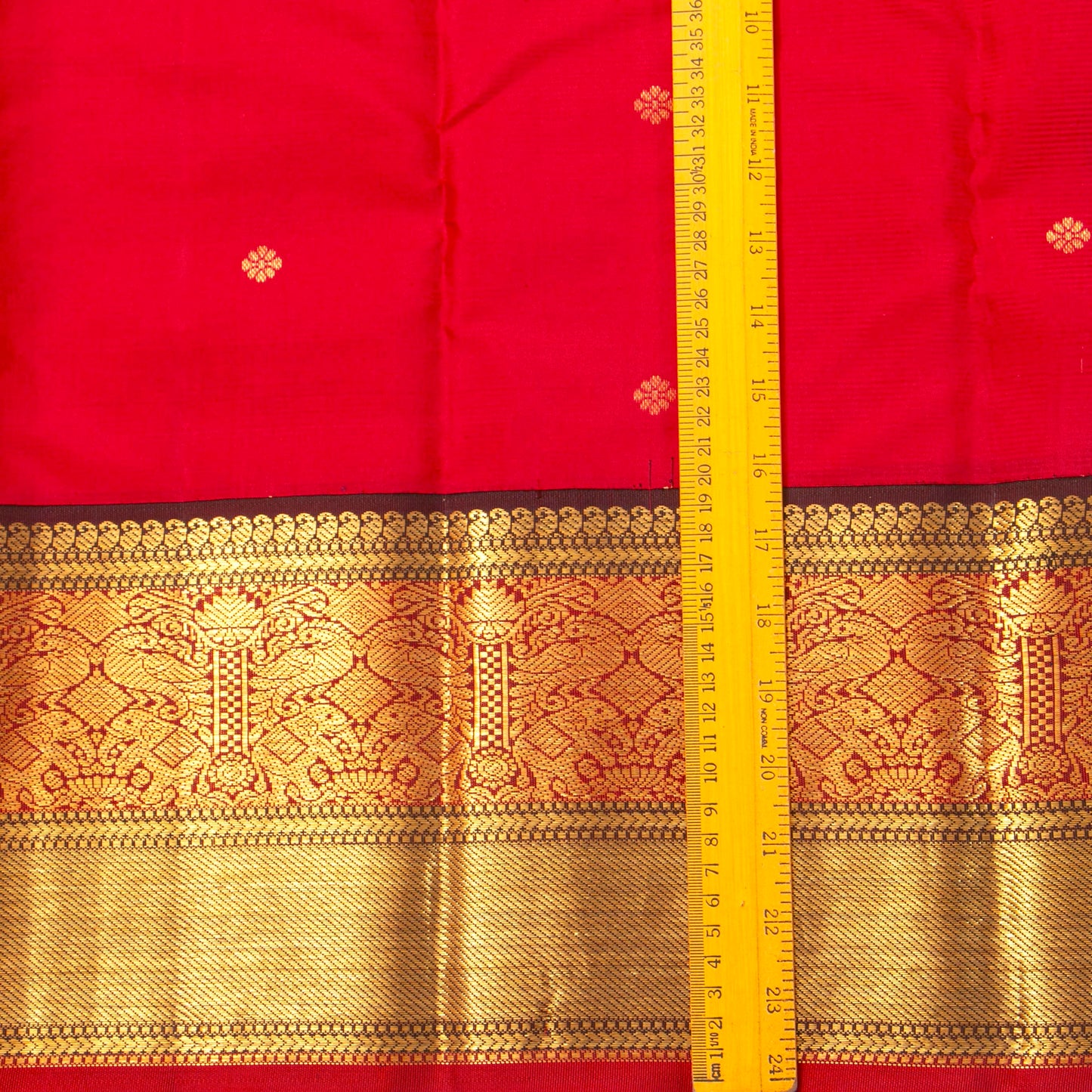 Red And Brown Kanchipuram Silk Saree Retro Revival Design For Wedding Wear PV MEN 175 - Silk Sari - Panjavarnam PV MEN 175