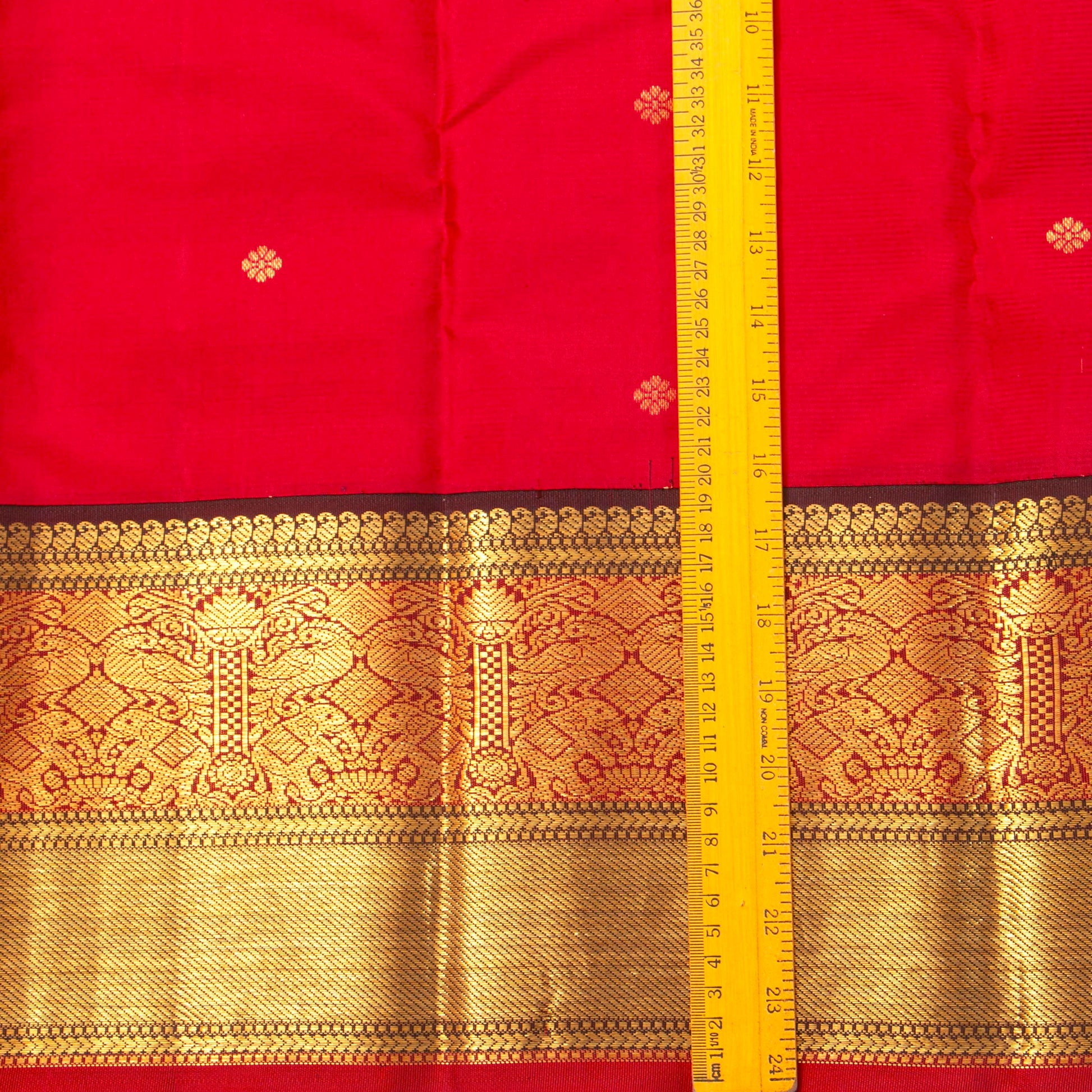 Red And Brown Kanchipuram Silk Saree Retro Revival Design For Wedding Wear PV MEN 175 - Silk Sari - Panjavarnam PV MEN 175