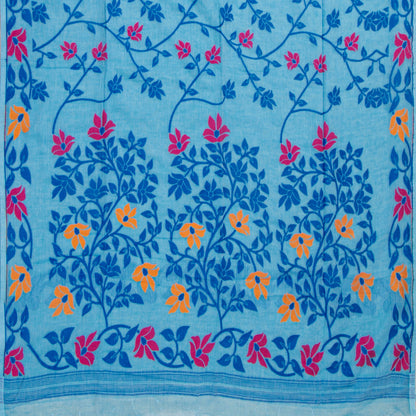 Light Blue Dhakai Jamdhani Mulmul Silk Saree For Office Wear PV MJ 76