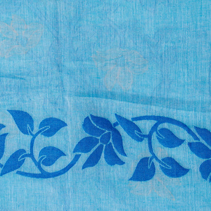 Light Blue Dhakai Jamdhani Mulmul Silk Saree For Office Wear PV MJ 76