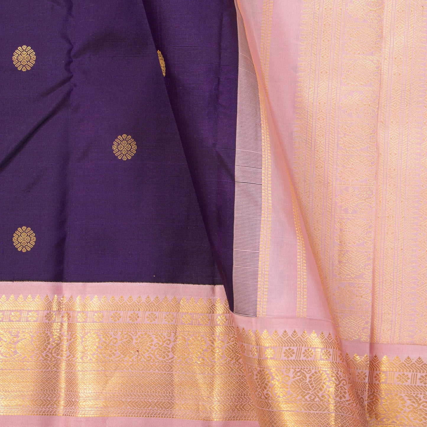 Aubergine And Pastel Pink Kanchipuram Silk Saree For Wedding Wear PV MEN 213 - Silk Sari - Panjavarnam PV MEN 213