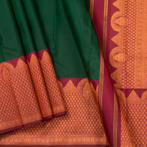 Green And Maroon Kanchipuram Silk Saree For Festive Wear PV NYC 1317