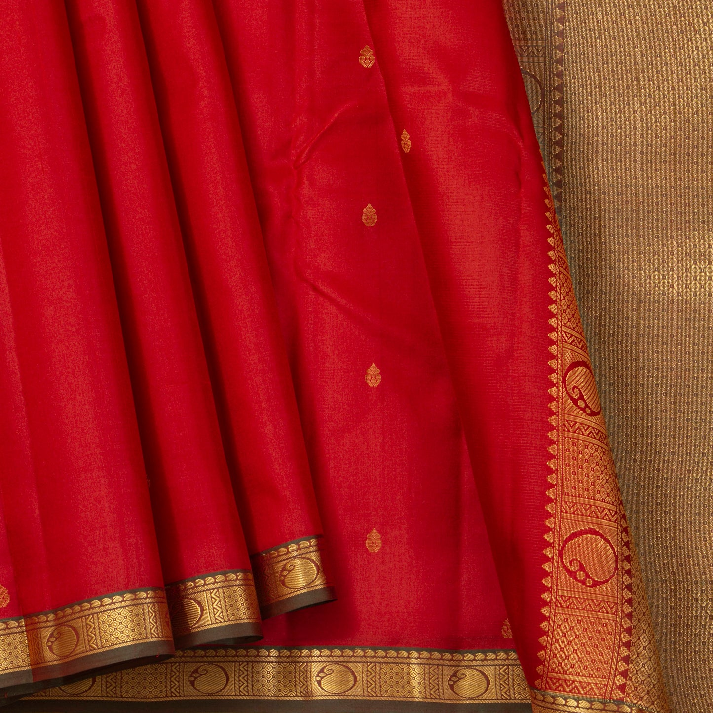 Red And Brown Kanchipuram Silk Saree Light Weight For Festive Wear PV MEN 150