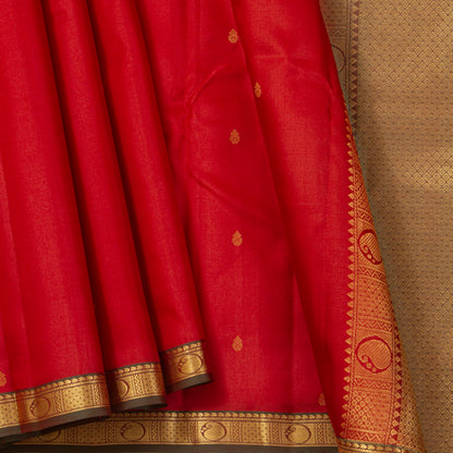 Red And Brown Kanchipuram Silk Saree Light Weight For Festive Wear PV MEN 150