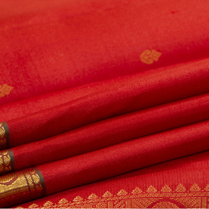 Red And Brown Kanchipuram Silk Saree Light Weight For Festive Wear PV MEN 150