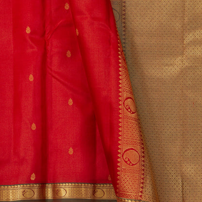 Red And Brown Kanchipuram Silk Saree Light Weight For Festive Wear PV MEN 150