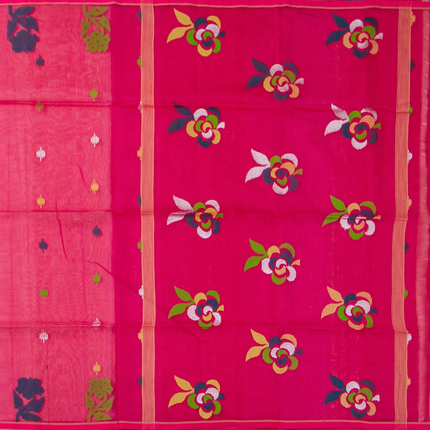 Pink Dhakai Jamdhani Muslin Silk Saree With Tissue Zari For Office Wear PV MJ 91 - Dhakai Jamdhani - Panjavarnam PV MJ 91