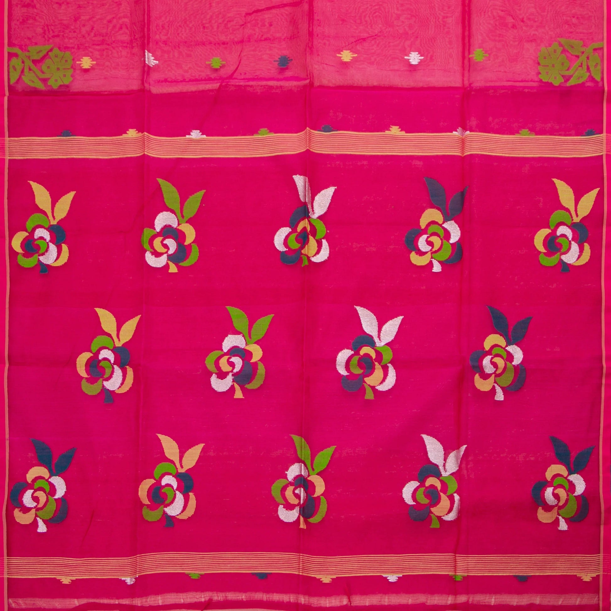 Pink Dhakai Jamdhani Muslin Silk Saree With Tissue Zari For Office Wear PV MJ 91 - Dhakai Jamdhani - Panjavarnam PV MJ 91