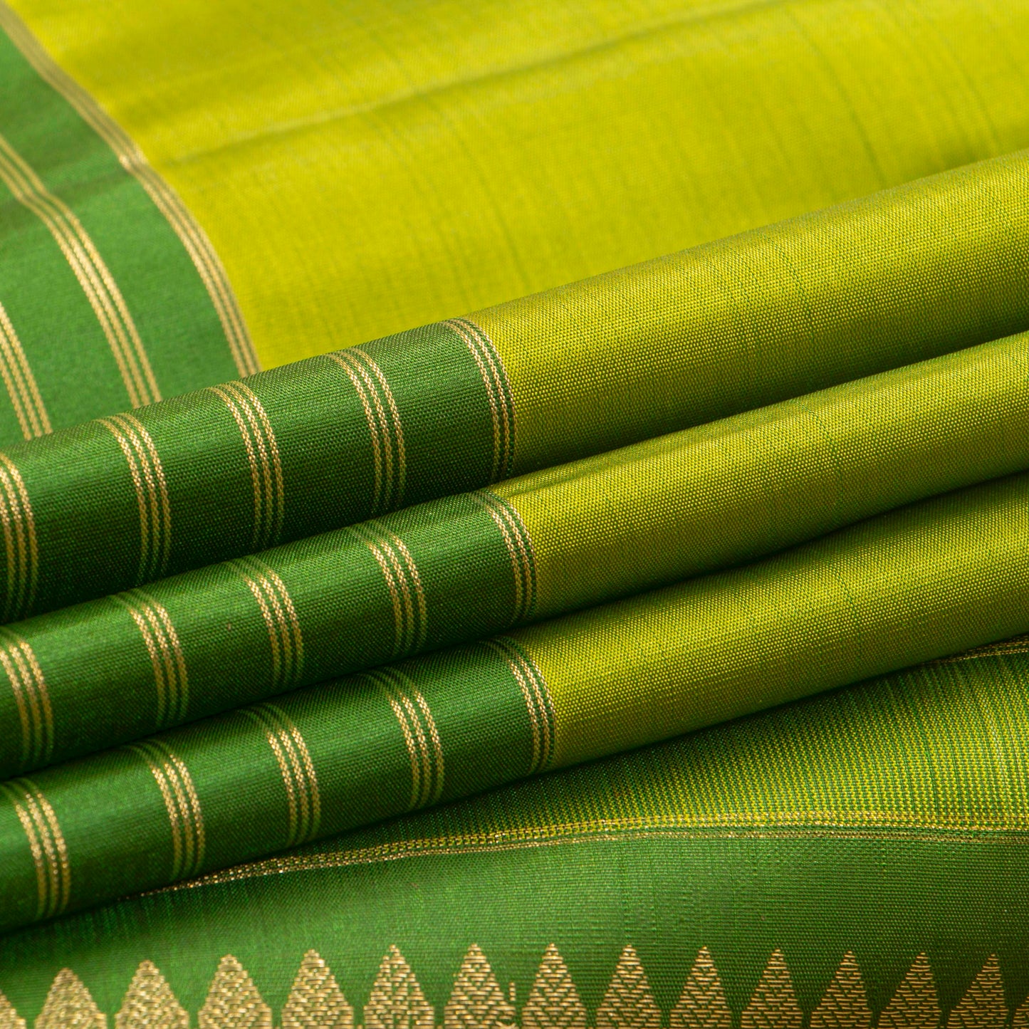 Lime Green And Avocado Kanchipuram Silk Saree For Festive Wear PV MEN 251