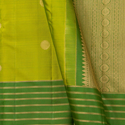 Lime Green And Avocado Kanchipuram Silk Saree For Festive Wear PV MEN 251