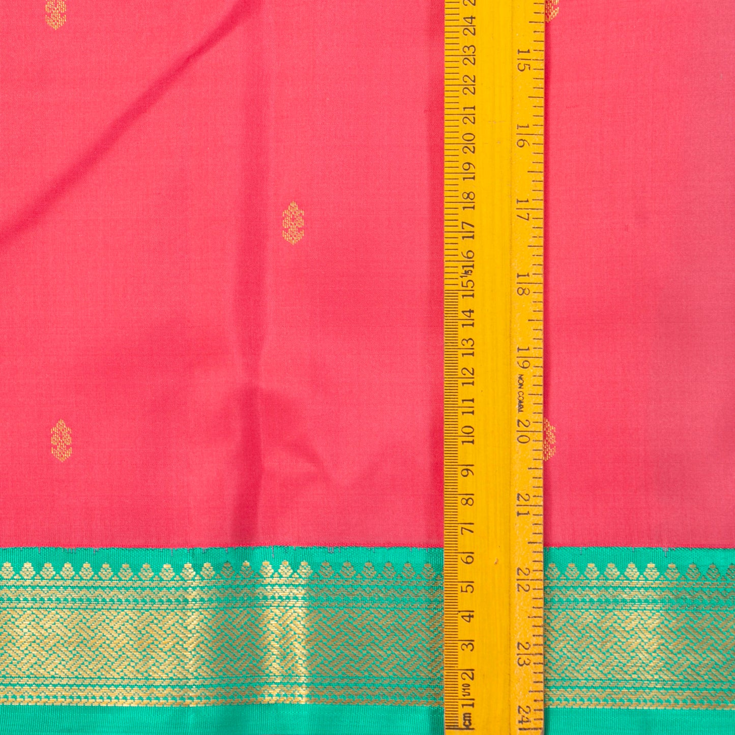 Peach And Teal Kanchipuram Silk Saree Retro Revival Design For Wedding Wear PV MEN 152