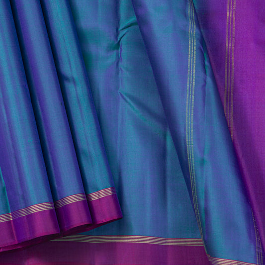 Blue And Purple Dual Tone Kanchipuram Silk Saree Light Weight For Festive Wear PV MEN 133