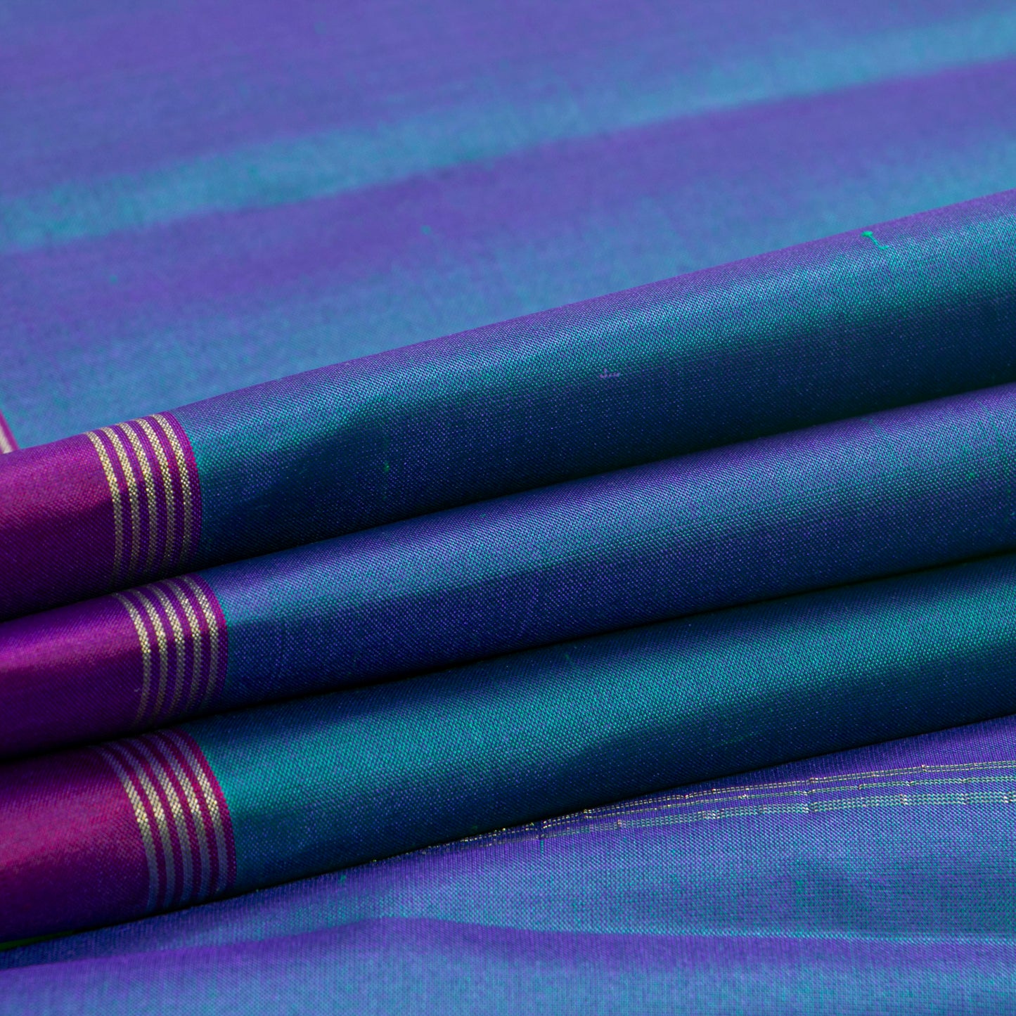 Blue And Purple Dual Tone Kanchipuram Silk Saree Light Weight For Festive Wear PV MEN 133