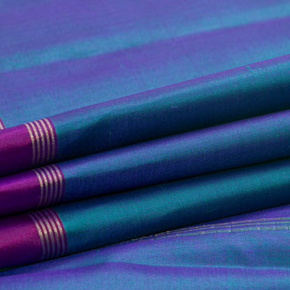 Blue And Purple Dual Tone Kanchipuram Silk Saree Light Weight For Festive Wear PV MEN 133