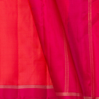 Orange And Pink Dual Shade Kanchipuram Silk Saree Light Weight For Office Wear PV MEN 135