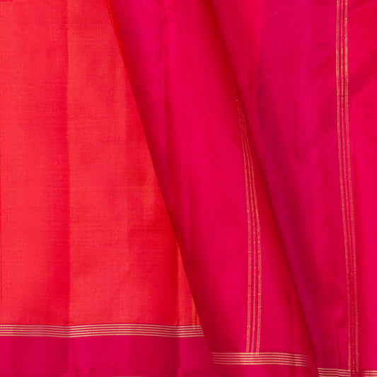 Orange And Pink Dual Shade Kanchipuram Silk Saree Light Weight For Office Wear PV MEN 135