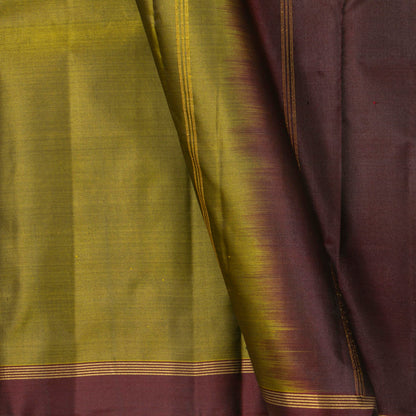 Mehandi Green And Purple Dual Tone Kanchipuram Silk Saree For Festive Wear PV MEN 136