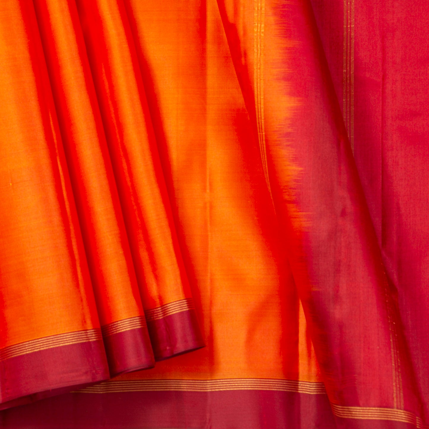 Orange And Red Kanchipuram Silk Saree Light Weight For Office Wear PV MEN 132 - Silk Sari - Panjavarnam PV MEN 132