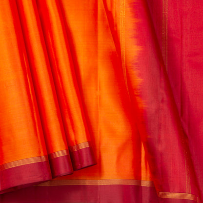 Orange And Red Kanchipuram Silk Saree Light Weight For Office Wear PV MEN 132 - Silk Sari - Panjavarnam PV MEN 132