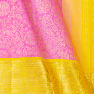 Pink And Yellow Kanchipuram Silk Saree For Bridal Wear PV NYC 1400