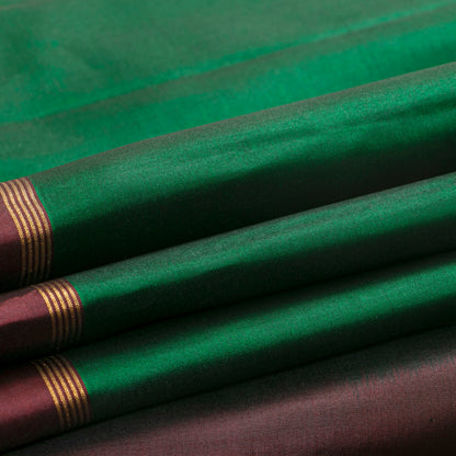 Bottle Green And Brown Light Weight Kanchipuram Silk Saree For Festive Wear PV MEN 137