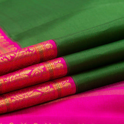 Green And Pink Kanchipuram Silk Saree For Festive Wear PV NYC 1355