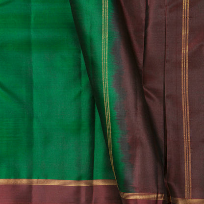 Bottle Green And Brown Light Weight Kanchipuram Silk Saree For Festive Wear PV MEN 137