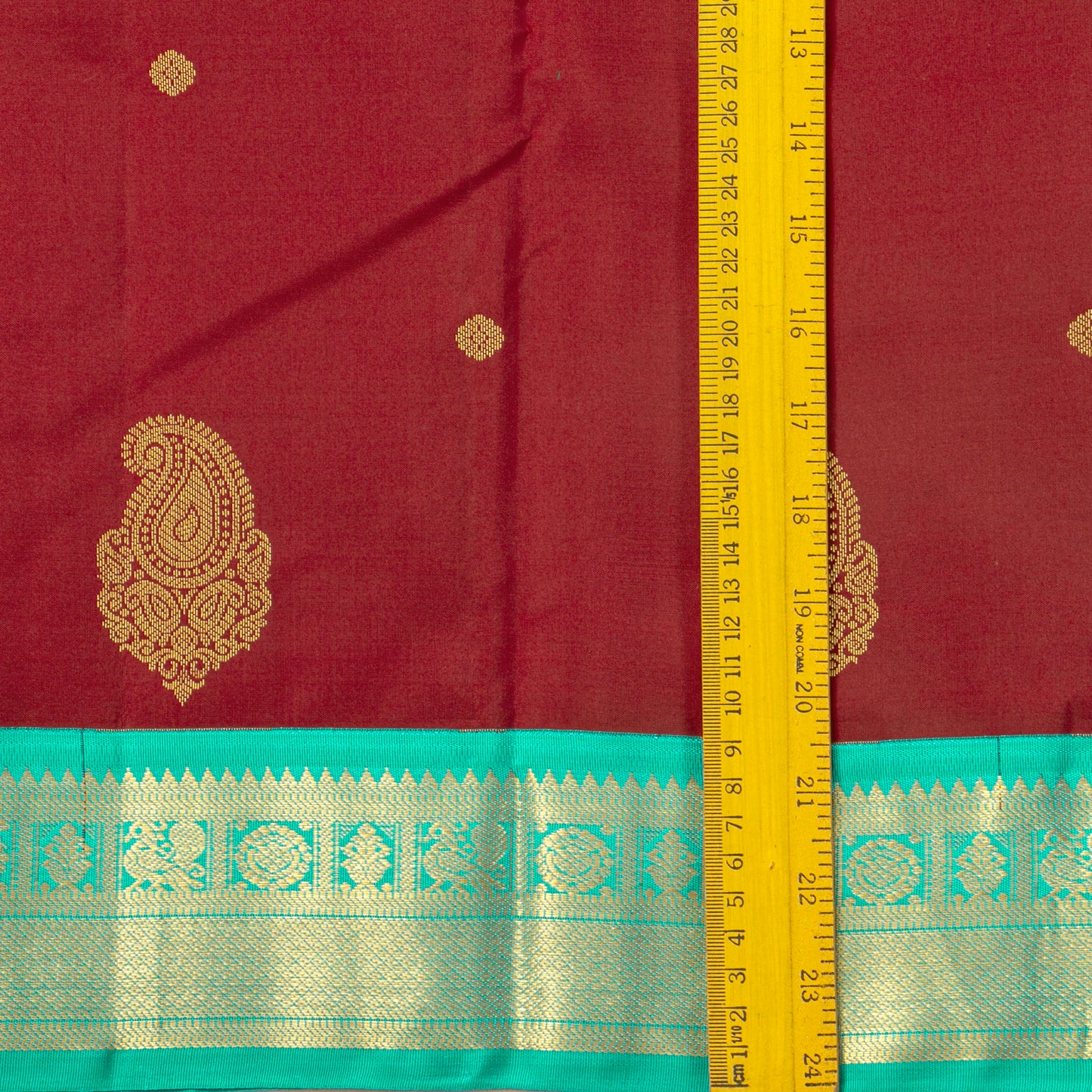 Maroon And Turquoise Blue Kanchipuram Silk Saree For Festive Wear PV MEN 216