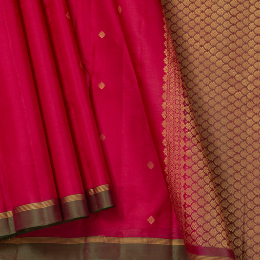 Pink And Green Kanchipuram Silk Saree Light Weight For Festive Wear PV MEN 171