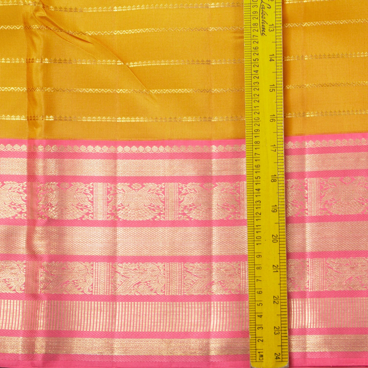 Mustard And Pink Kanchipuram Silk Saree For Bridal Wear PV NYC 1328