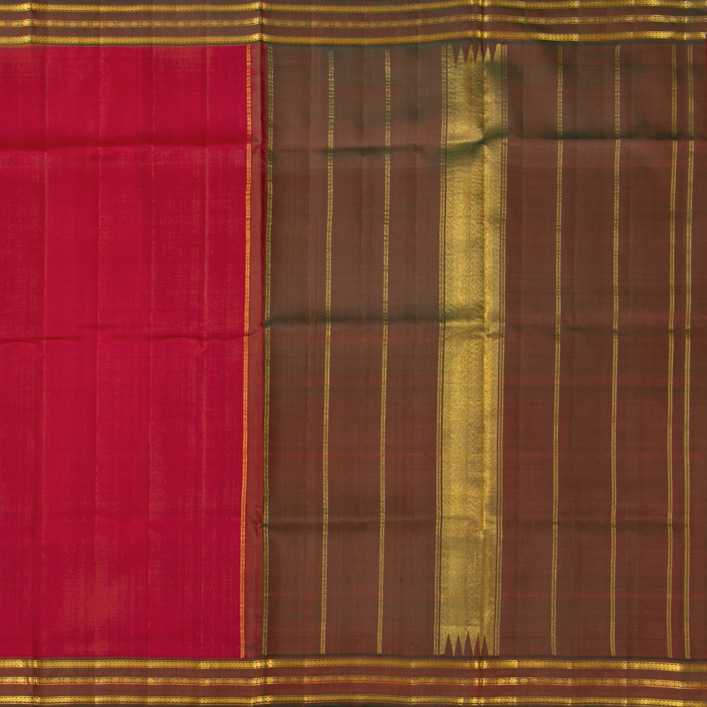 Red Kanchipuram Silk Saree For Festive Wear PV ABI 3021
