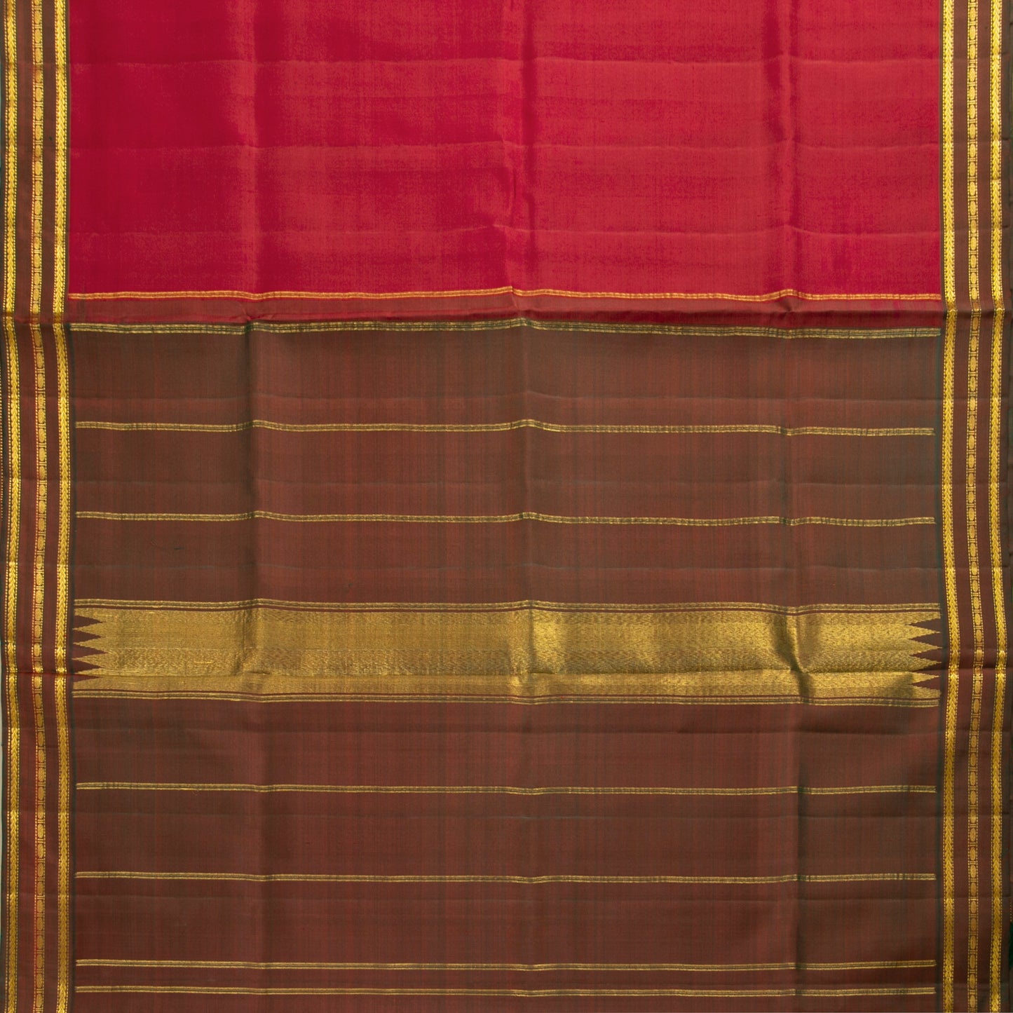 Red Kanchipuram Silk Saree For Festive Wear PV ABI 3021