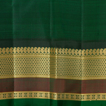Elaichi Green Retro Revival Kanchipuram Silk Saree Without Zari For Festive Wear PV 2054
