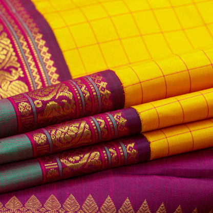 Yellow And Magenta Kanchipuram Silk Saree For Festive Wear PV NYC 1421