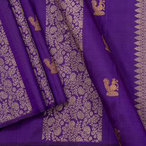 Violet Kanchipuram Silk Saree Borderless For Festive Wear PV NYC 1339