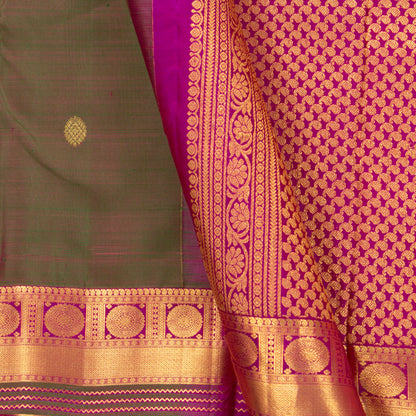 Manthulir Green And Pink Kanchipuram Silk Saree For Festive Wear PV NYC 1335