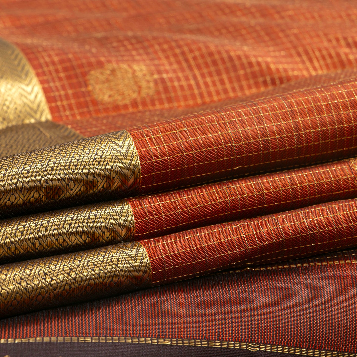 Rust And Brown Kanchipuram Silk Saree For Festive Wear PV MEN 259