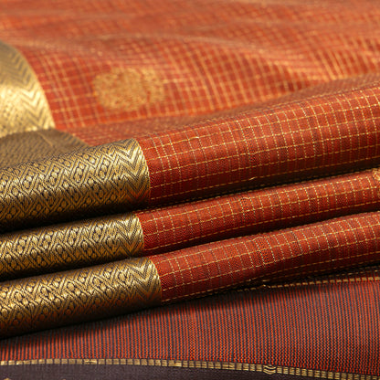 Rust And Brown Kanchipuram Silk Saree For Festive Wear PV MEN 259