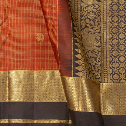 Rust And Brown Kanchipuram Silk Saree For Festive Wear PV MEN 259