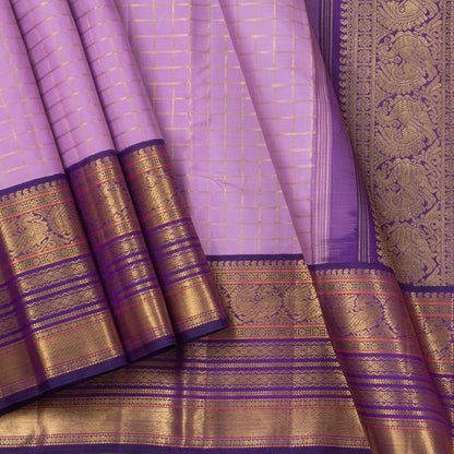 Lavender And Violet Kanchipuram Silk Saree For Festive Wear PV NYC 1336