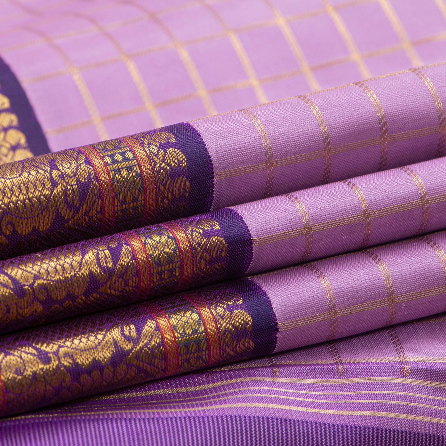 Lavender And Violet Kanchipuram Silk Saree For Festive Wear PV NYC 1336