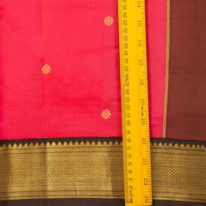 Pink And Brown Kanchipuram Silk Saree For Festive Wear PV MEN 192