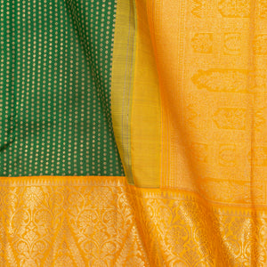 Green And Yellow Kanchipuram Silk Saree For Wedding Wear PV NYC 1389