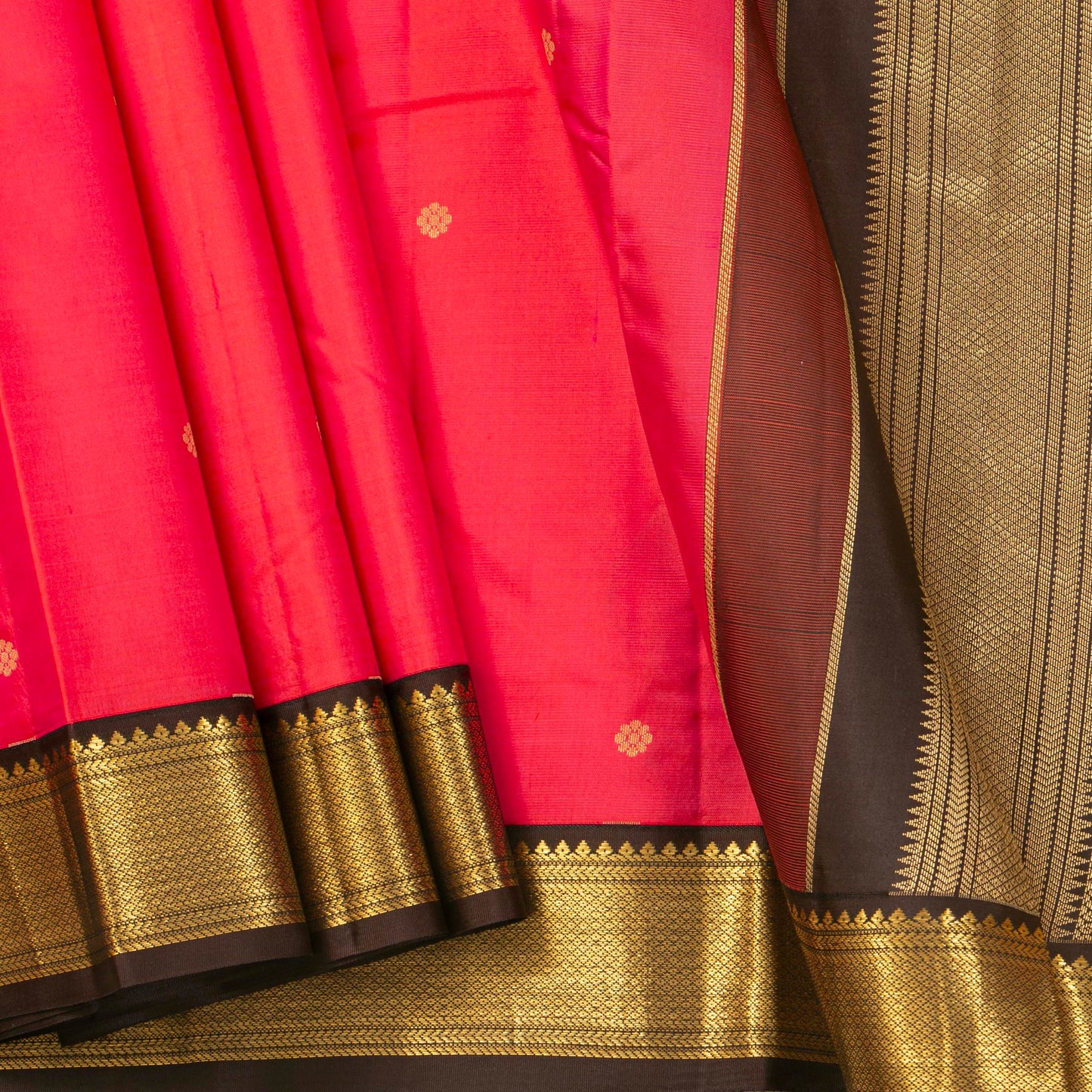 Pink And Brown Kanchipuram Silk Saree For Festive Wear PV MEN 192
