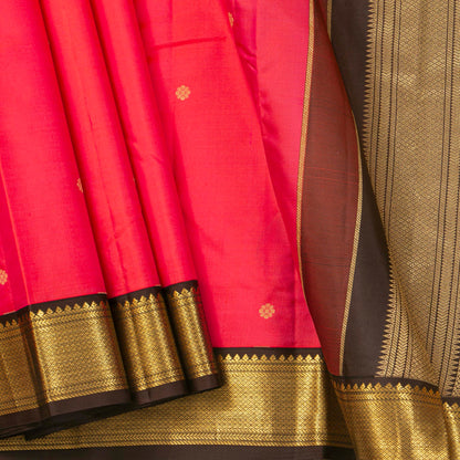 Pink And Brown Kanchipuram Silk Saree For Festive Wear PV MEN 192