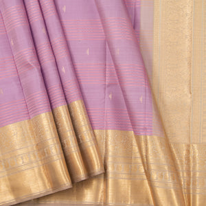 Lavender And Beige Kanchipuram Silk Saree For Bridal Wear PV NYC 1337