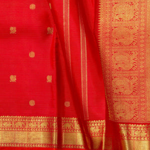Red Kanchipuram Silk Saree With Vaira Oosi Zari Stripes For Bridal Wedding Wear PV NYC 1616