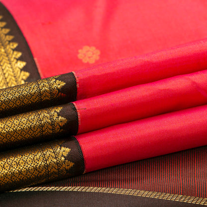 Pink And Brown Kanchipuram Silk Saree For Festive Wear PV MEN 192