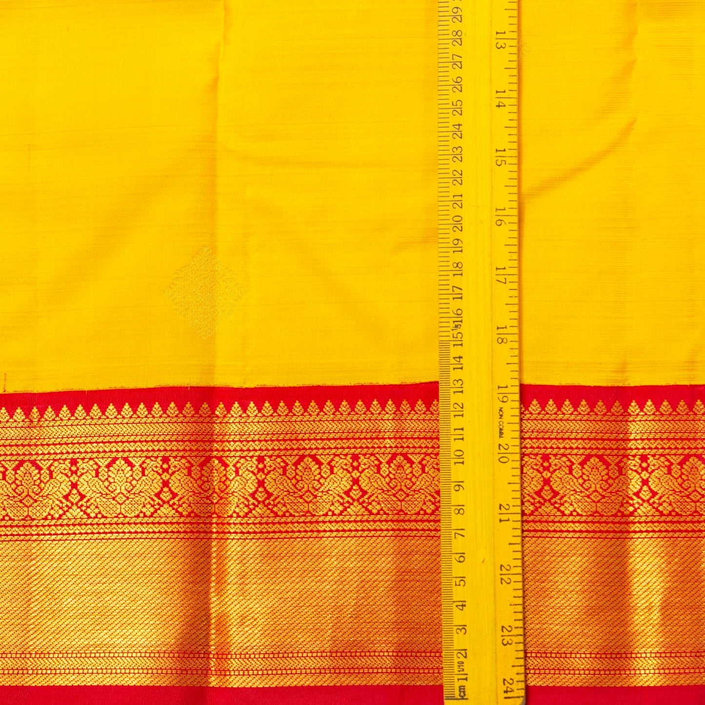 Yellow And red Kanchipuram Silk Saree For Festive Wear PV MEN 204